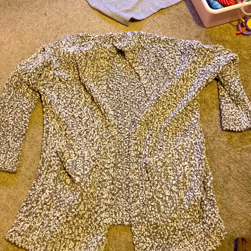 White and grey popcorn cardigan